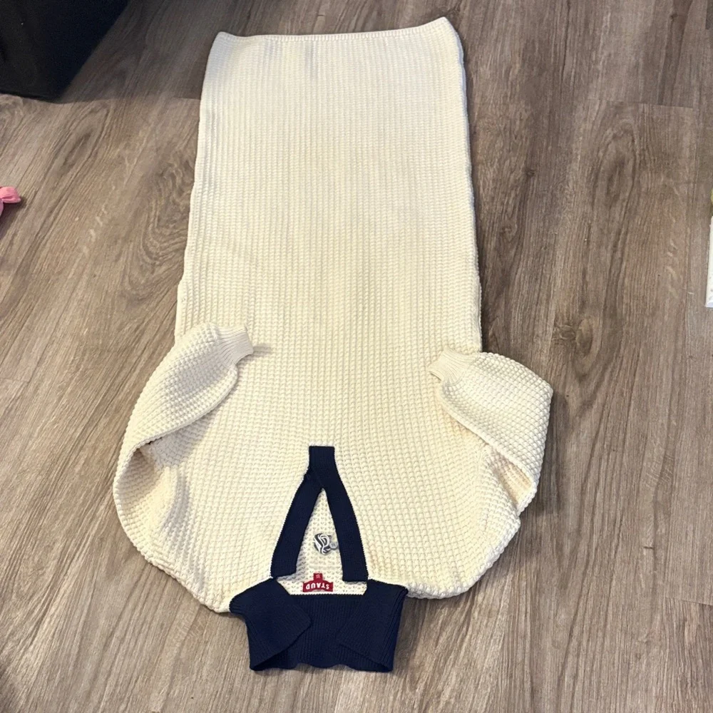 NWT Staud IVORY/NAVY ALTEA MIDI DRESS Size XS - Picture 7 of 11